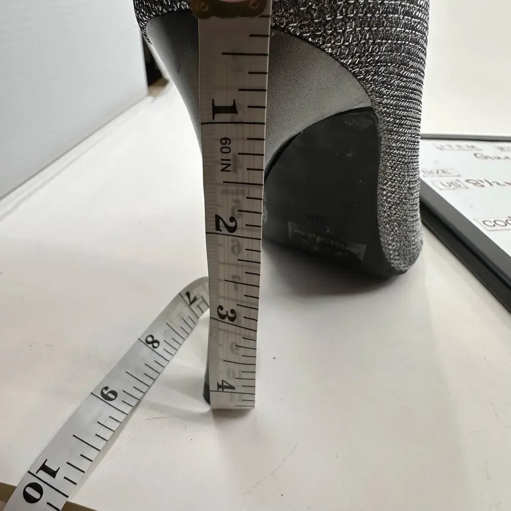 Guess Pointed Toe Glitter Pumps Womens 8 1/2 M Silver Dressy High Heels Office